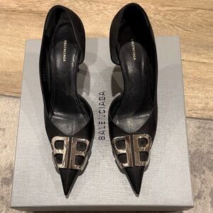 Balenciaga Black Heels with Silver Accents